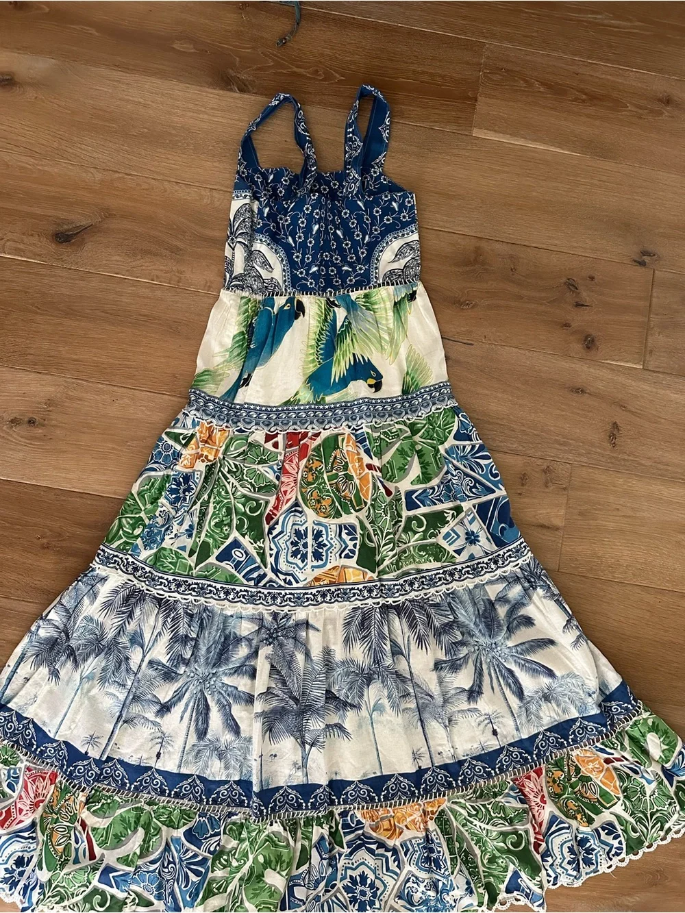 Farm Rio Valeria Tiered Tropical Floral Maxi Dress